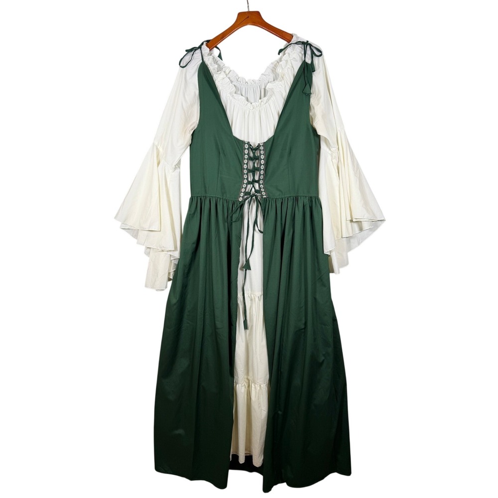 Unbranded Renaissance Medieval Dress L/XL Green Cream Costume Cosplay Fairy Core